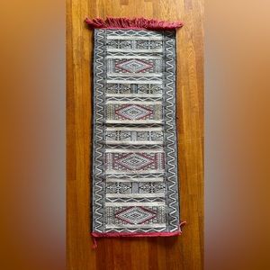 Vintage geometric hand-knotted wool rug 4x2